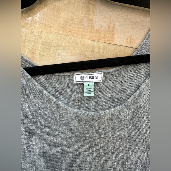 Susana mixed wool soft low scoop neck off the shoulder sweater top blouse - Picture 5 of 13